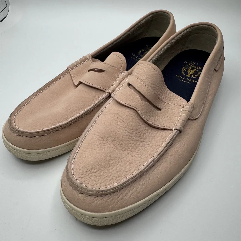 Cole Haan Pinch Maine Classic Penny Loafers nude pink Leather Mens 10.5